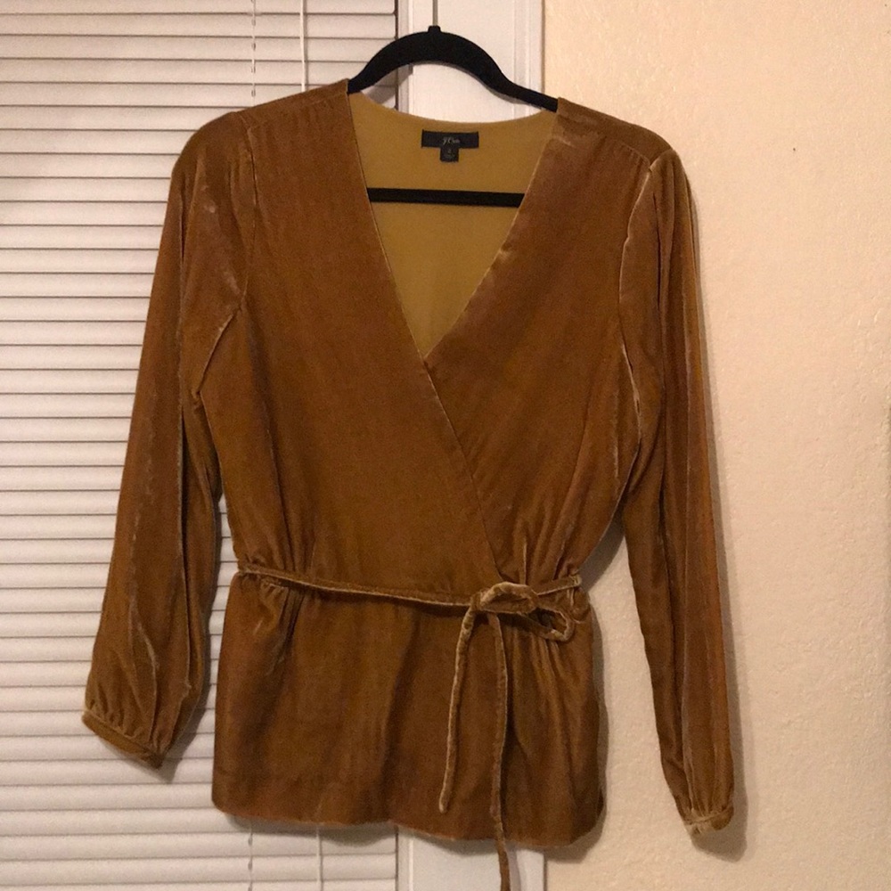 J. Crew | Faux Wrap Velvet Blouse